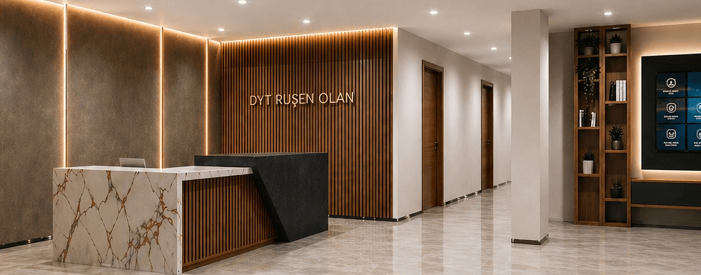 DYT Ruşen Olan Kliniği karşılama alanı görselleştirmesi